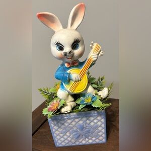Vintage Plastic Kitsch Bunny Easter Decoration